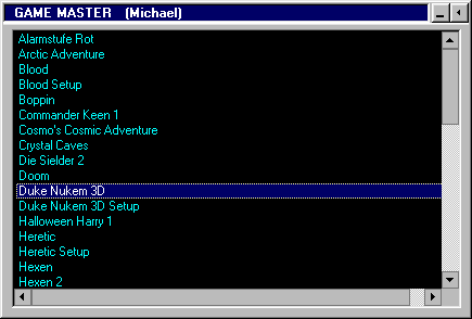 Die Spieleliste im Game Master