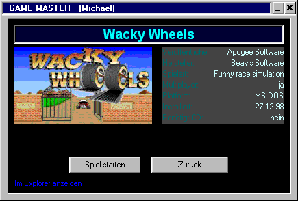 Der Spiele-Info-Screen