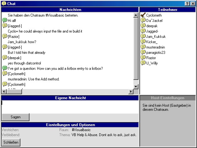 Ein Benutzer in einem Chatroom