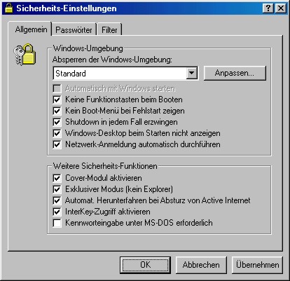 Sicherheits-Einstellungen (für Admins)