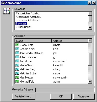 Adressbücher (für das Schreiben von eMails)